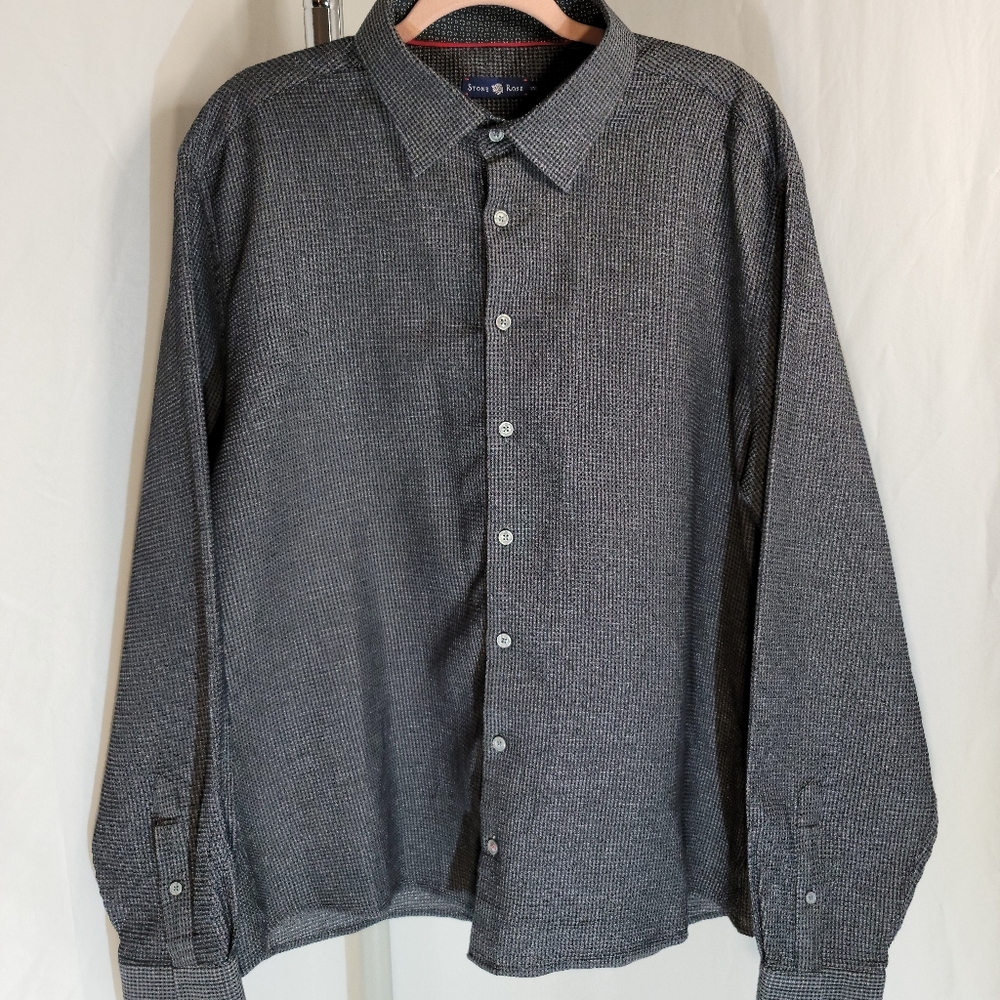 Stone Rose men's XXL 100% cotton waffle knit long sleeve shirt charcoal